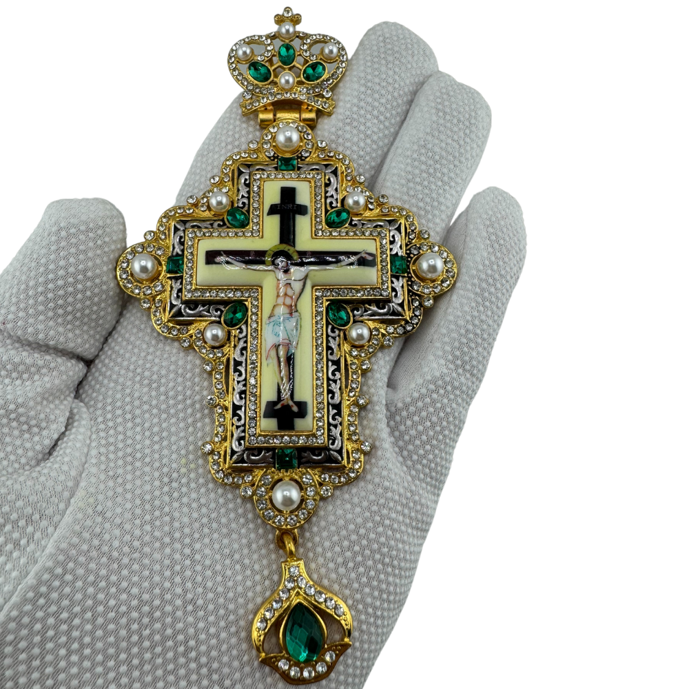 Orthodox Priest's Pectoral Cross - Double Plated in Gold & Antique Silver