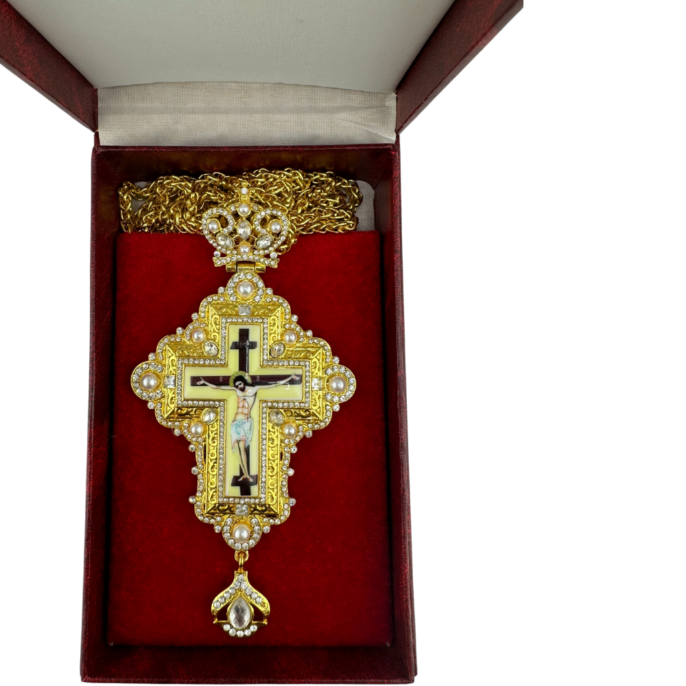 Orthodox Priest's Pectoral Cross - Double Plated in Gold & Antique Silver