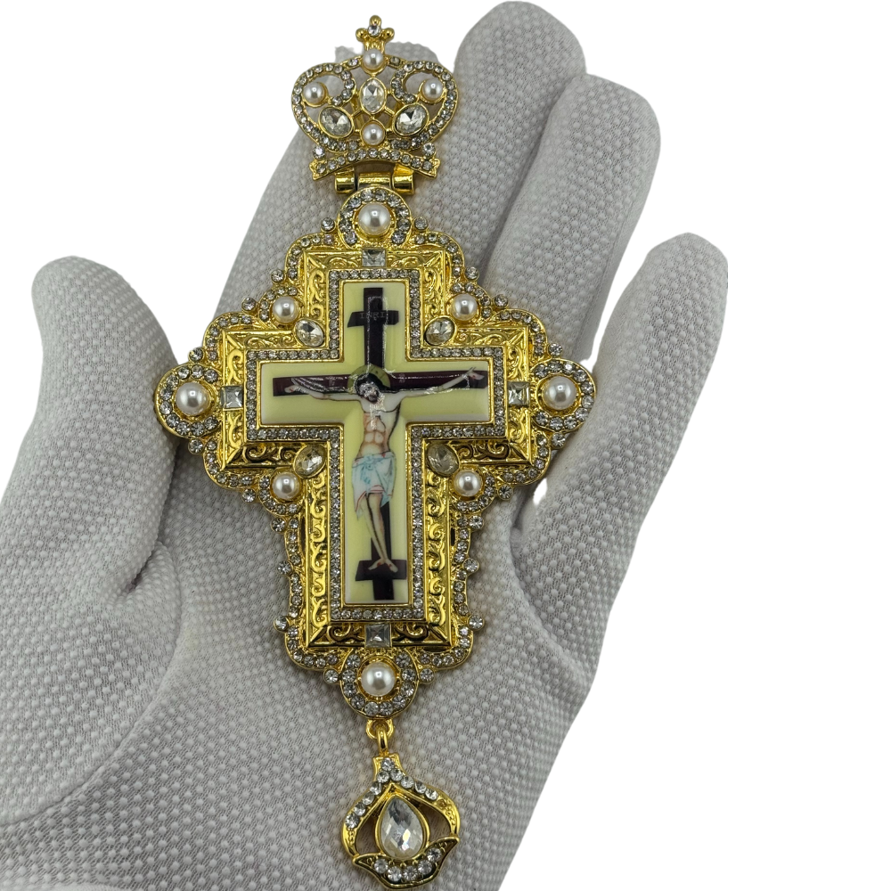 Orthodox Priest's Pectoral Cross - Double Plated in Gold & Antique Silver