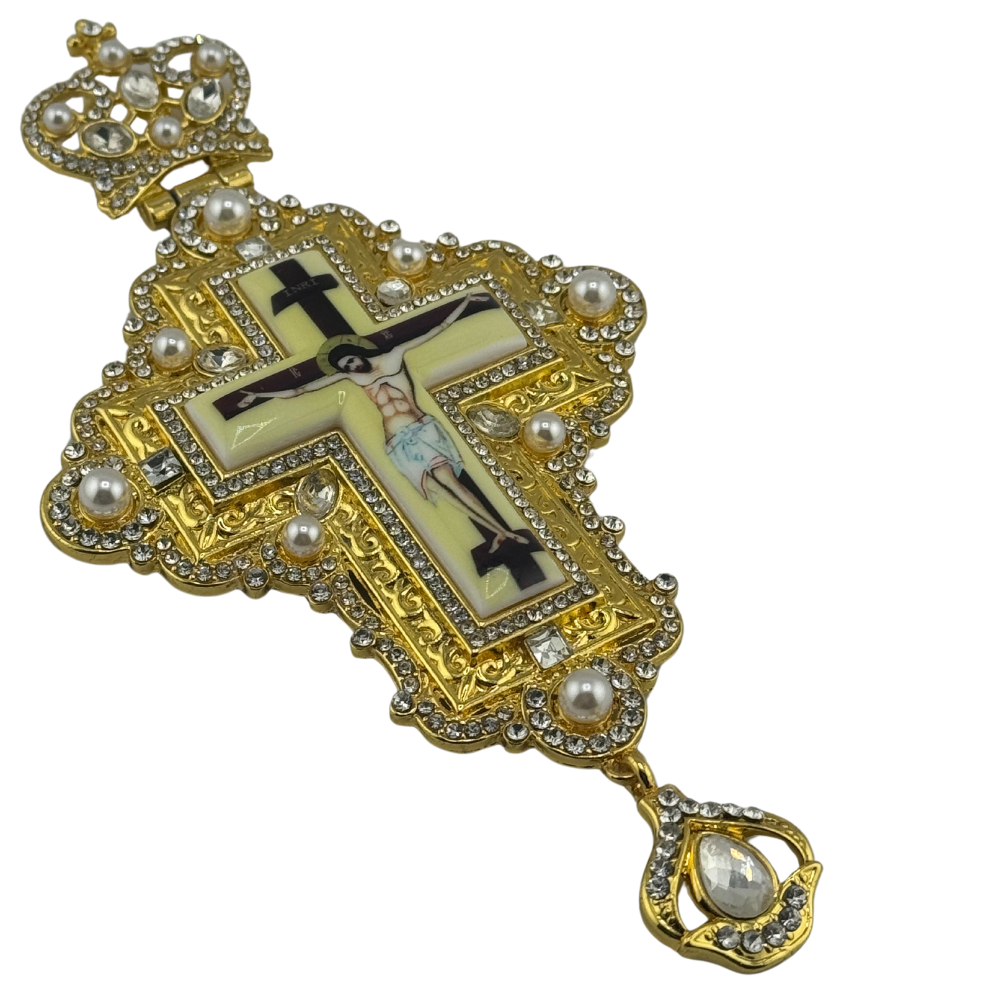 Orthodox Priest's Pectoral Cross - Double Plated in Gold & Antique Silver