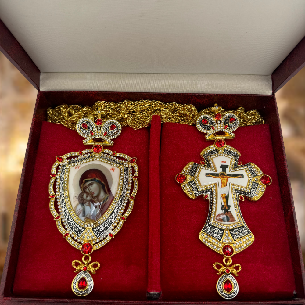 Orthodox Pectoral Cross with Panagia for Bishop