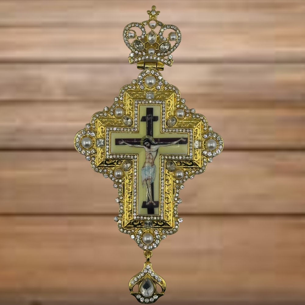 Orthodox Priest's Pectoral Cross - Double Plated in Gold & Antique Silver