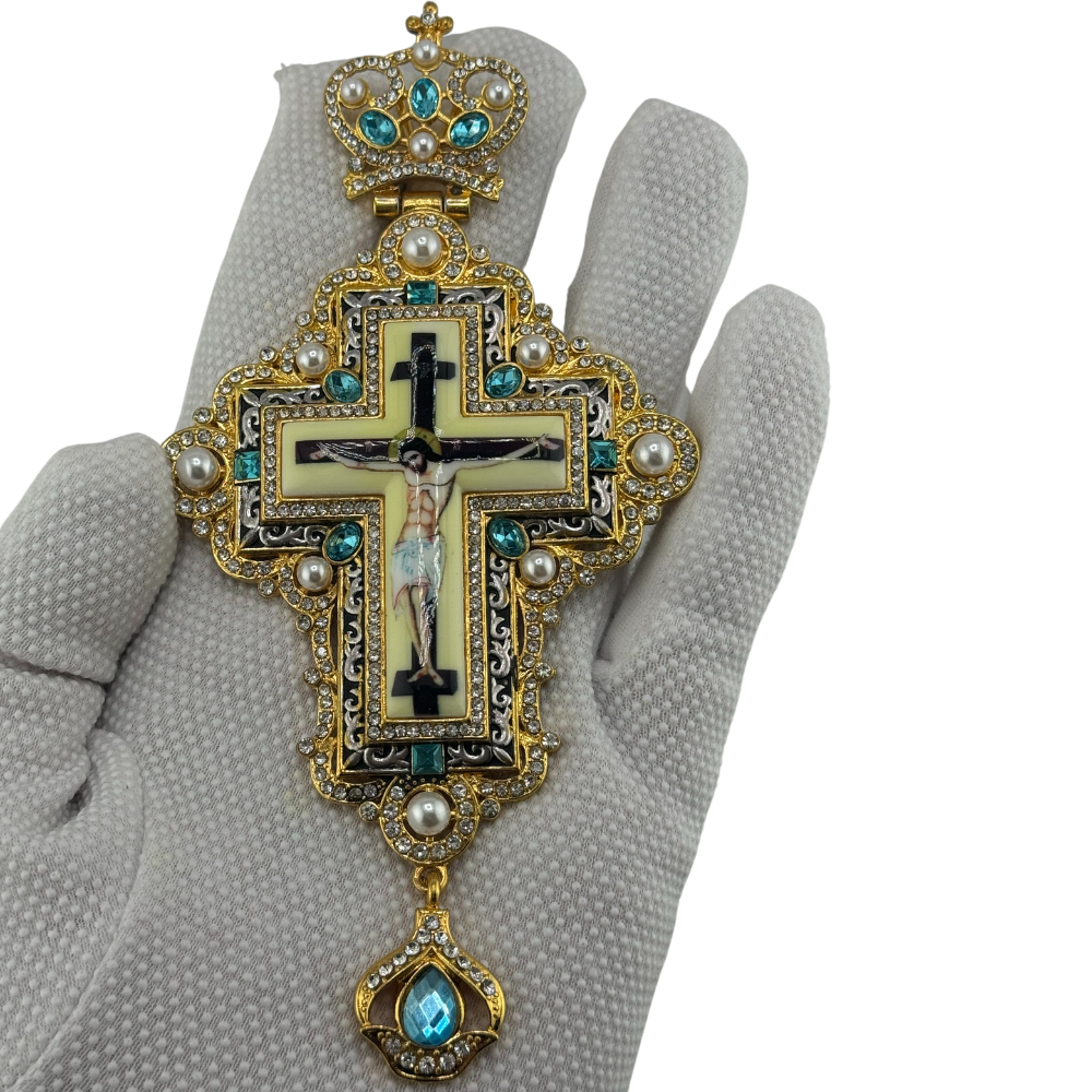 Orthodox Priest's Pectoral Cross - Double Plated in Gold & Antique Silver