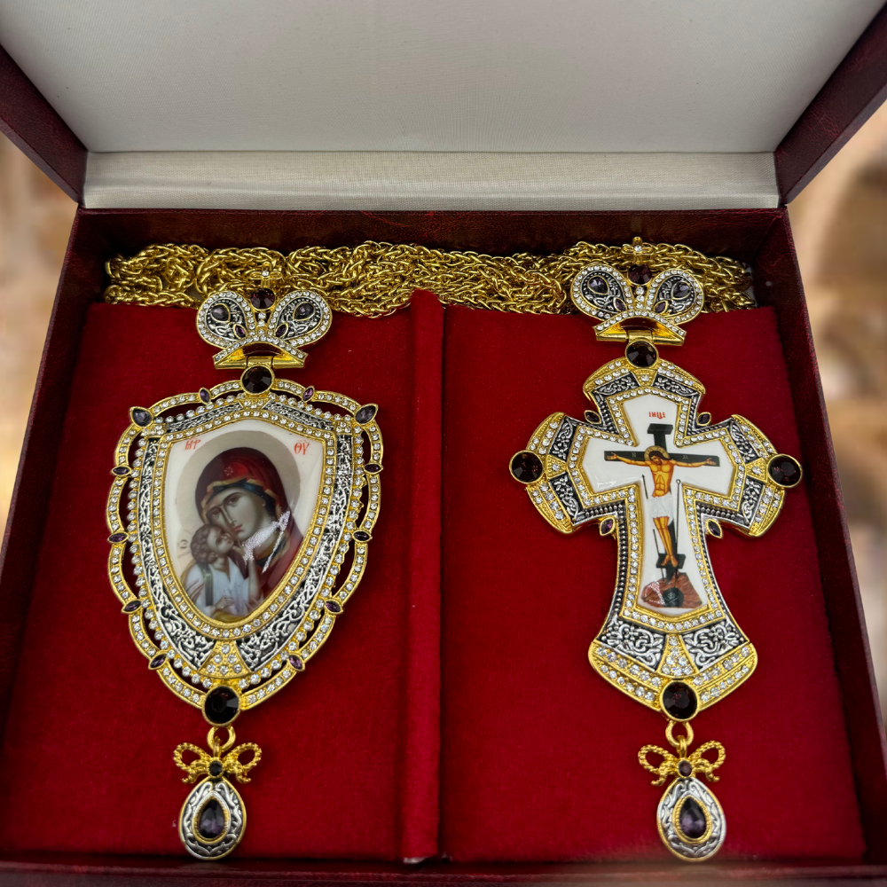 Orthodox Pectoral Cross with Panagia for Bishop