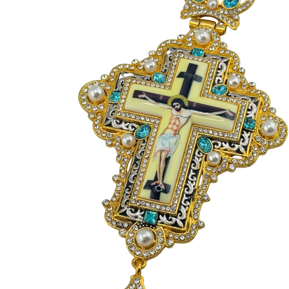 Orthodox Priest's Pectoral Cross - Double Plated in Gold & Antique Silver