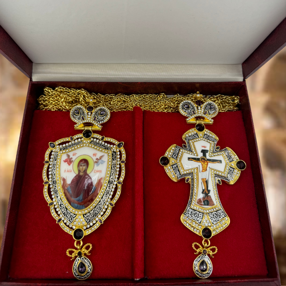 Orthodox Pectoral Cross with Panagia for Bishop