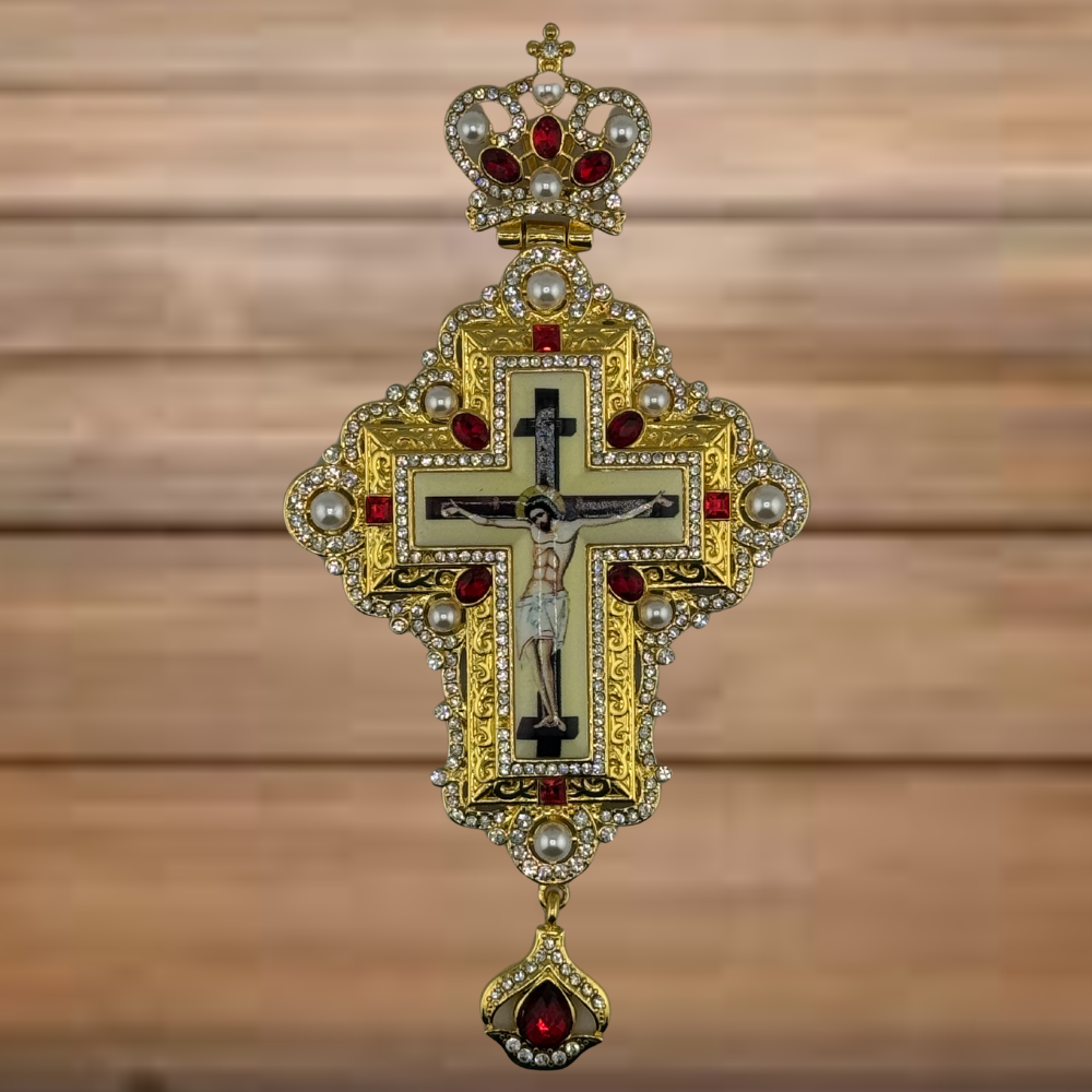 Orthodox Priest's Pectoral Cross - Double Plated in Gold & Antique Silver