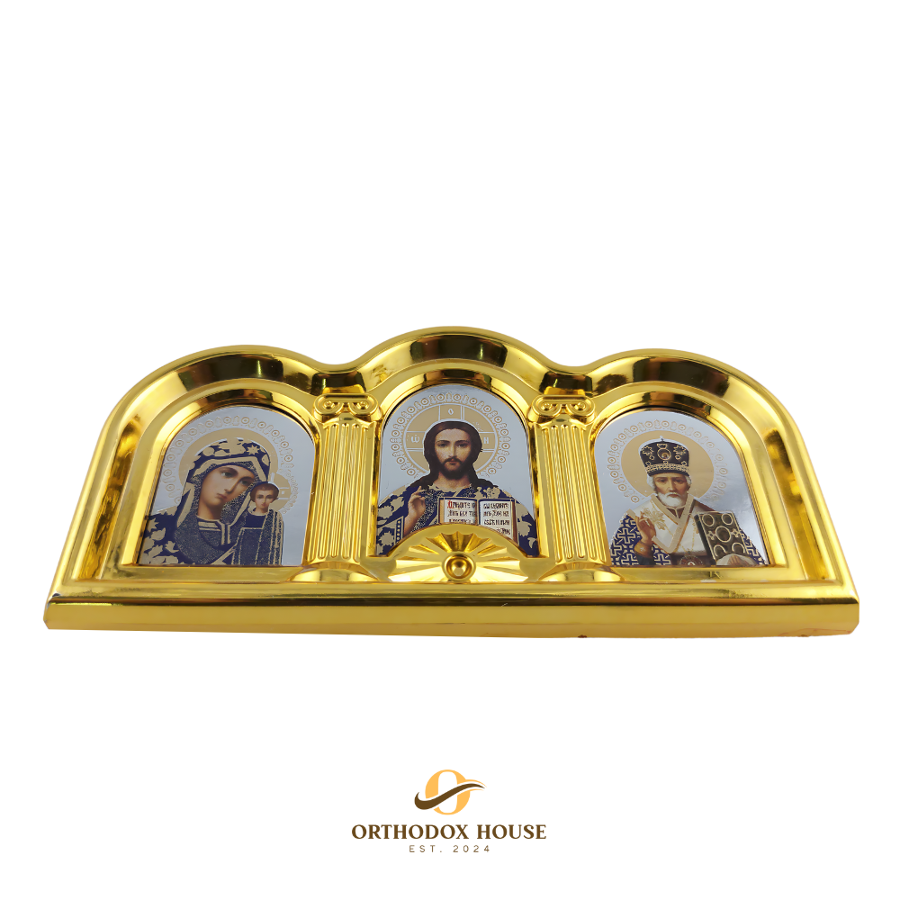 Triple Icon of Theotokos, Jesus Christ, and Saint Nicholas the Wonderworker