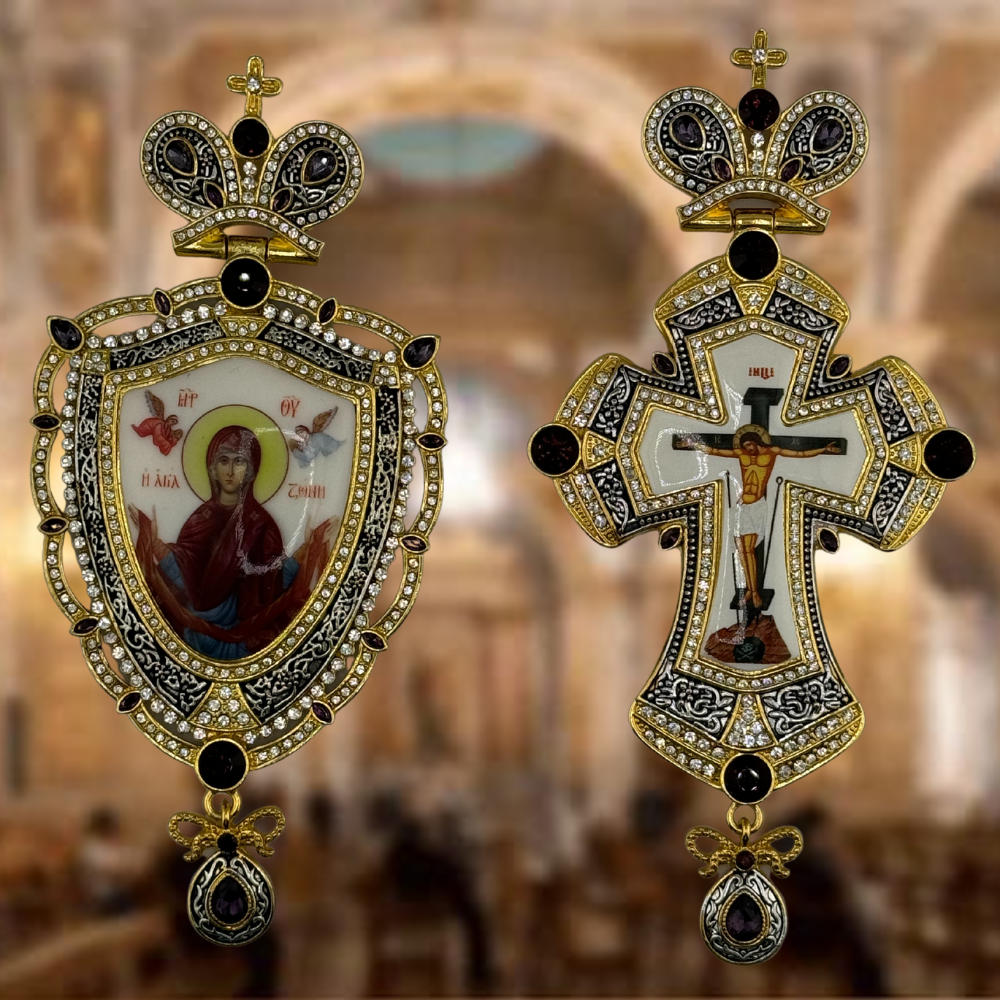 Orthodox Pectoral Cross with Panagia for Bishop