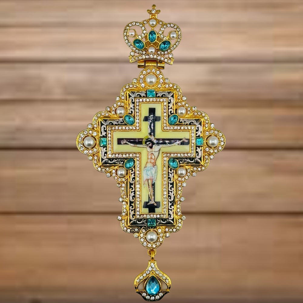 Orthodox Priest's Pectoral Cross - Double Plated in Gold & Antique Silver