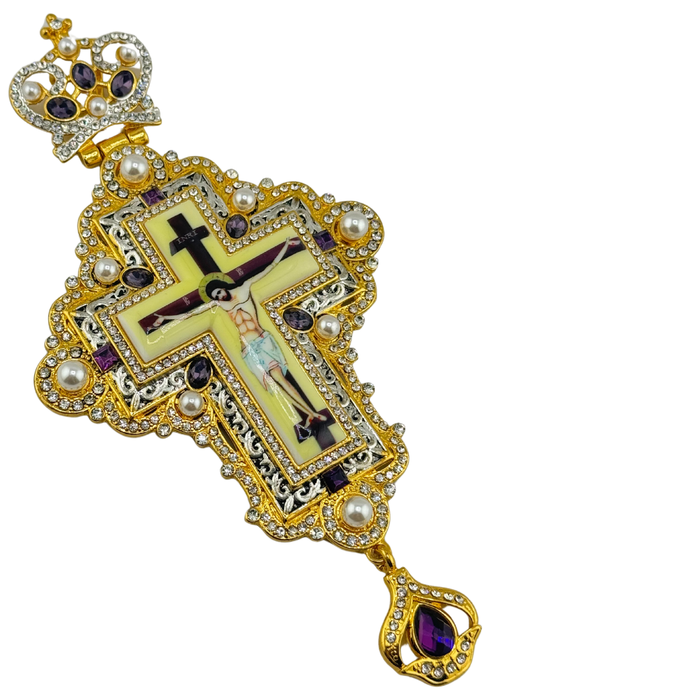 Orthodox Priest's Pectoral Cross - Double Plated in Gold & Antique Silver