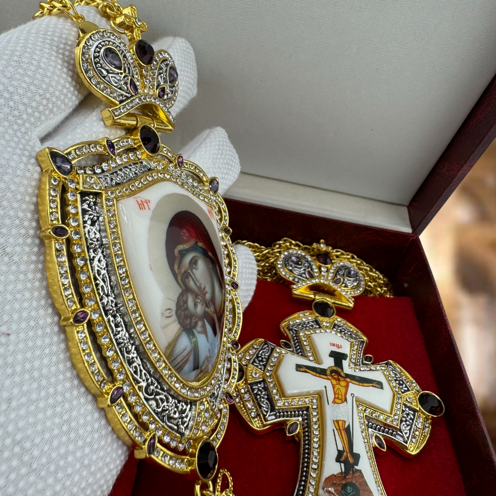 Orthodox Pectoral Cross with Panagia for Bishop