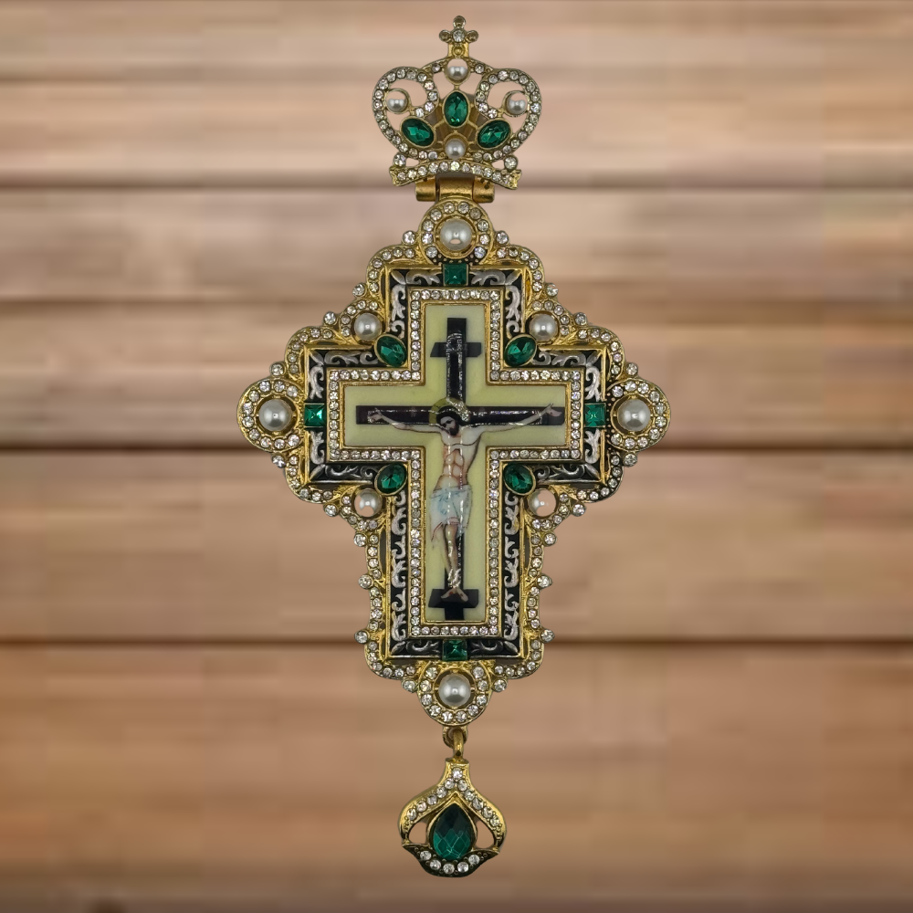 Orthodox Priest's Pectoral Cross - Double Plated in Gold & Antique Silver