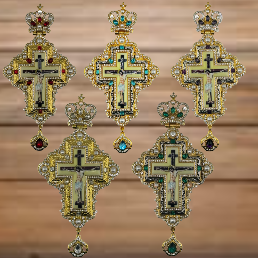 Orthodox Priest's Pectoral Cross - Double Plated in Gold & Antique Silver