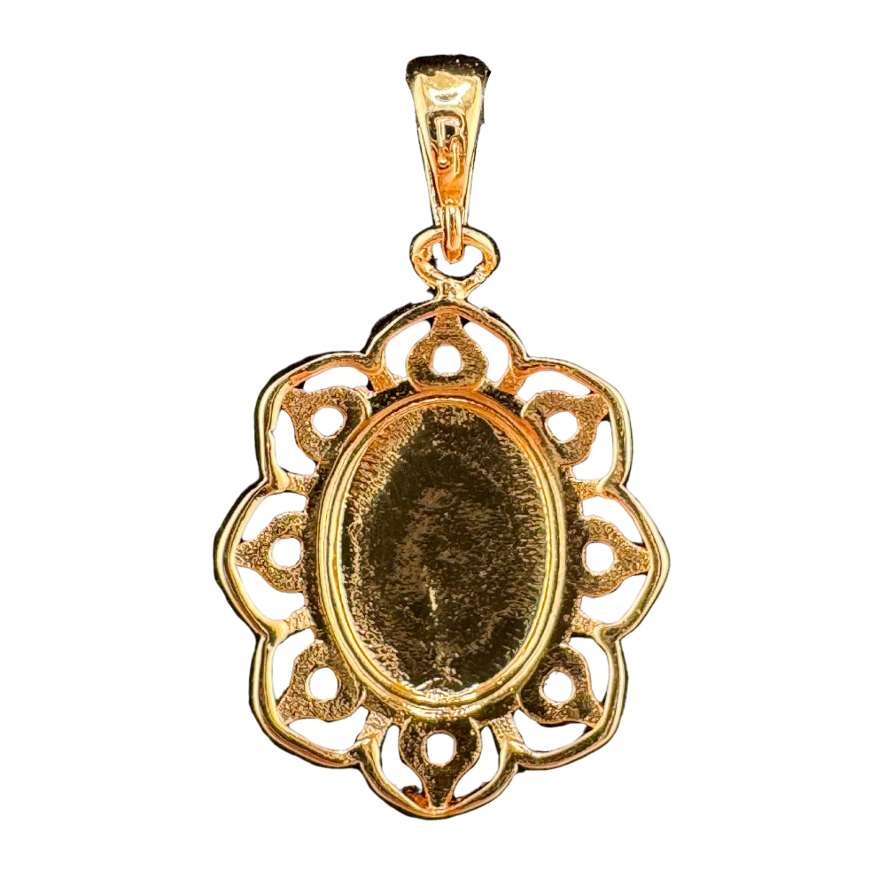 Kazan Icon of the Most Holy Theotokos Pendant Plated in Rose Gold