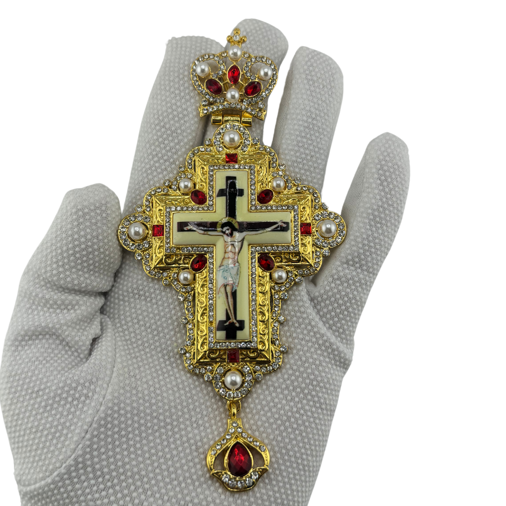 Orthodox Priest's Pectoral Cross - Double Plated in Gold & Antique Silver