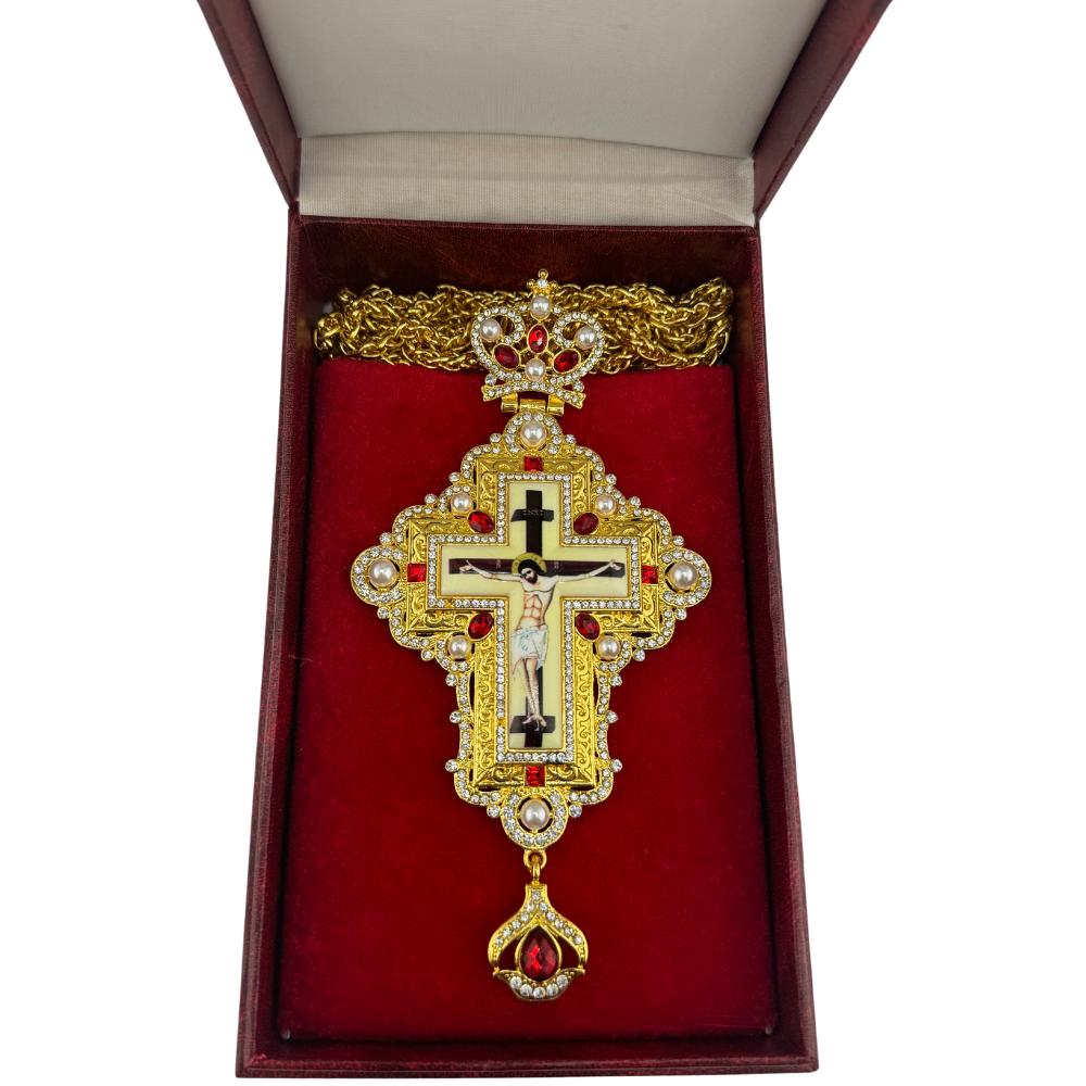 Orthodox Priest's Pectoral Cross - Double Plated in Gold & Antique Silver