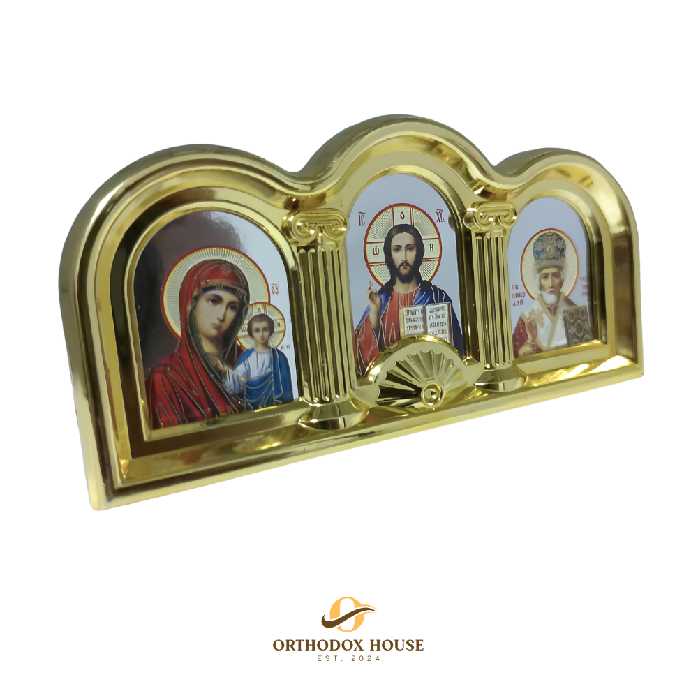 Triple Icon of Theotokos, Jesus Christ, and Saint Nicholas the Wonderworker