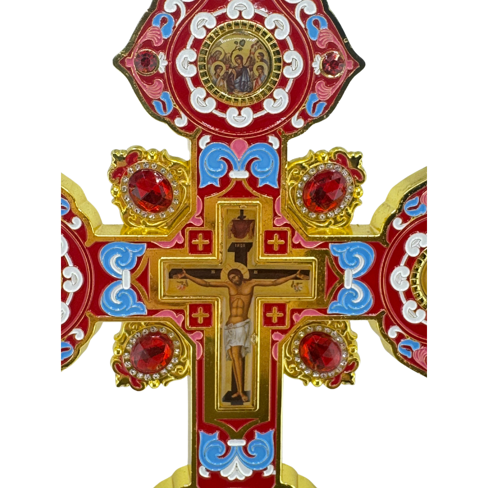 Orthodox Altar Cross In Gilding With Colored Enamel (Stand Optional)