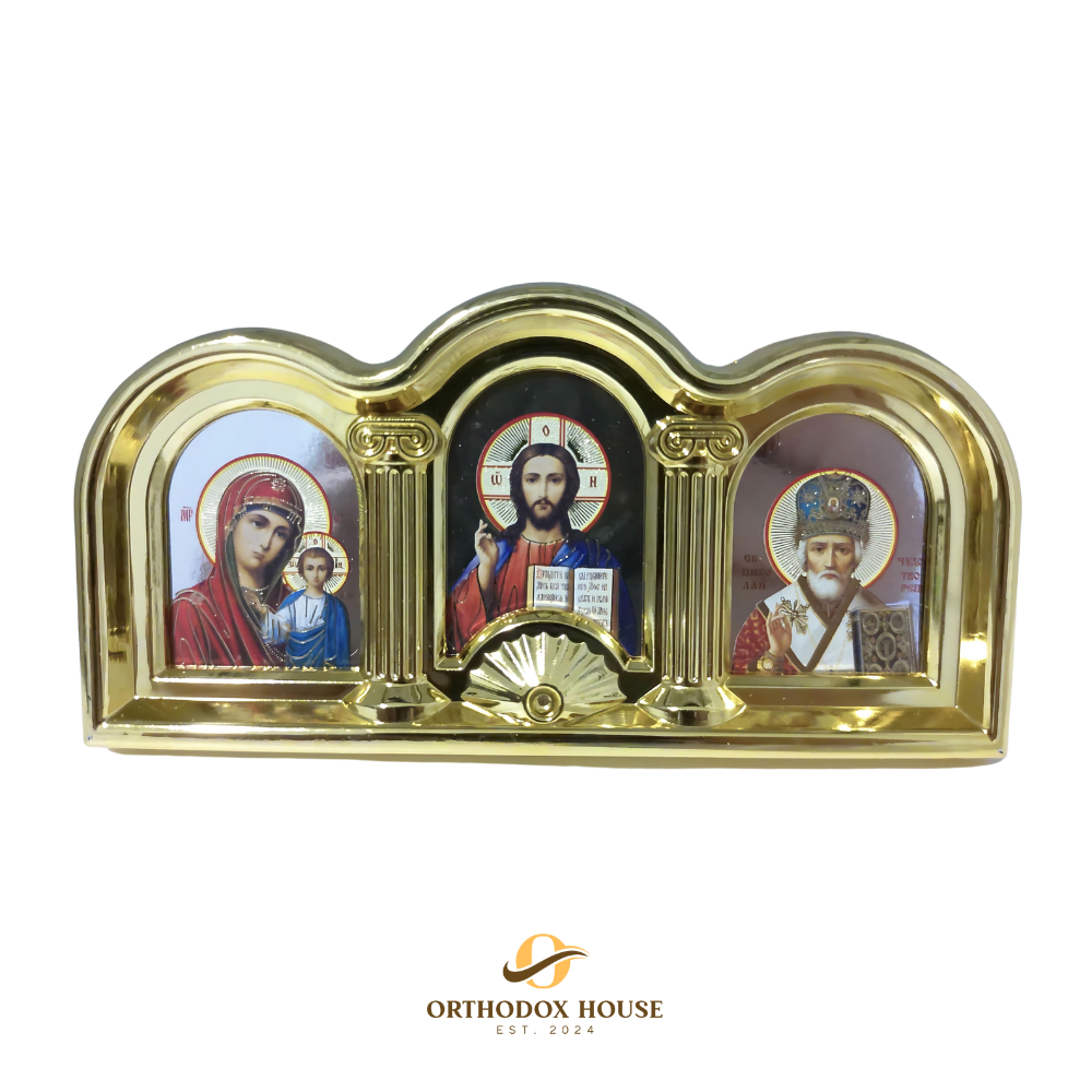 Triple Icon of Theotokos, Jesus Christ, and Saint Nicholas the Wonderworker