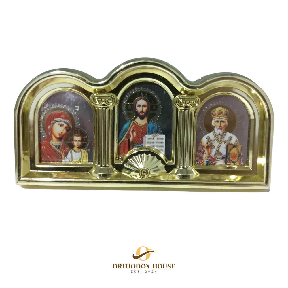 Triple Icon of Theotokos, Jesus Christ, and Saint Nicholas the Wonderworker