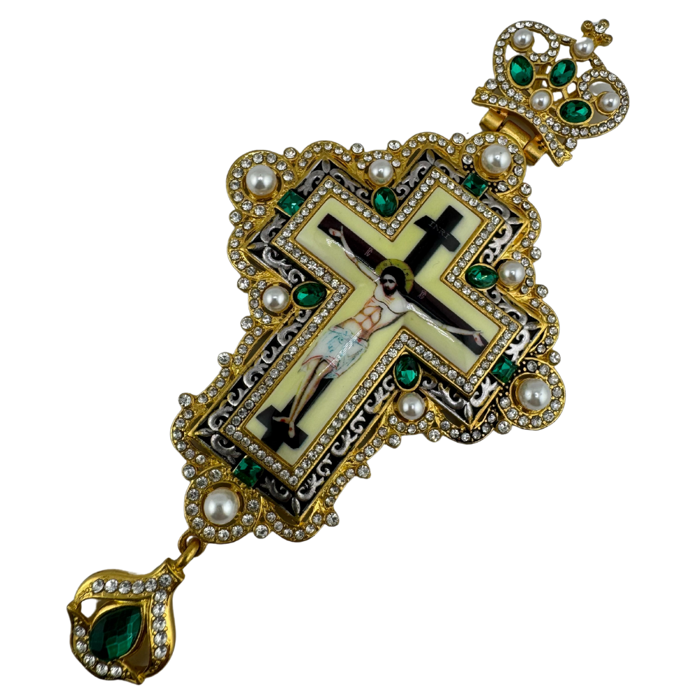 Orthodox Priest's Pectoral Cross - Double Plated in Gold & Antique Silver