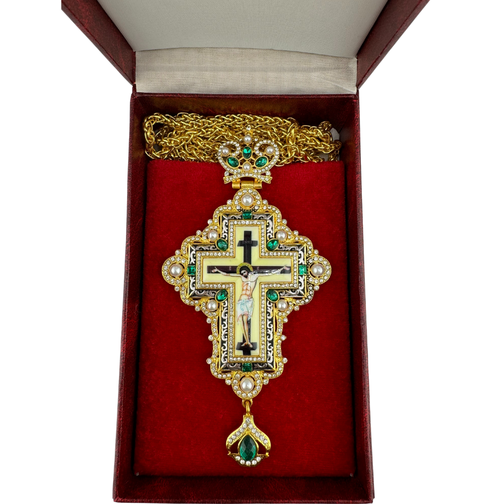 Orthodox Priest's Pectoral Cross - Double Plated in Gold & Antique Silver