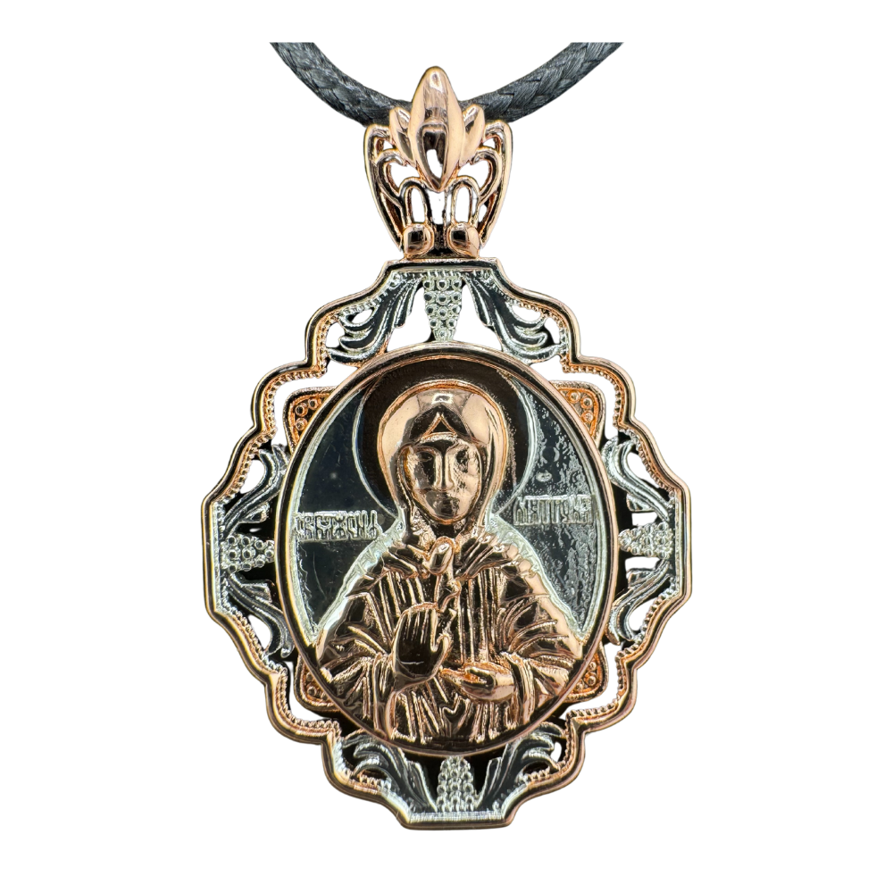 St. Matrona Pendant Plated in Two-Tone Gold (Rose and White)