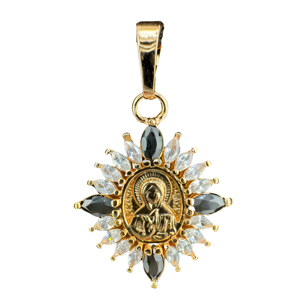 Exquisite Saint Matrona Pendant Plated in Rose Gold with Stones