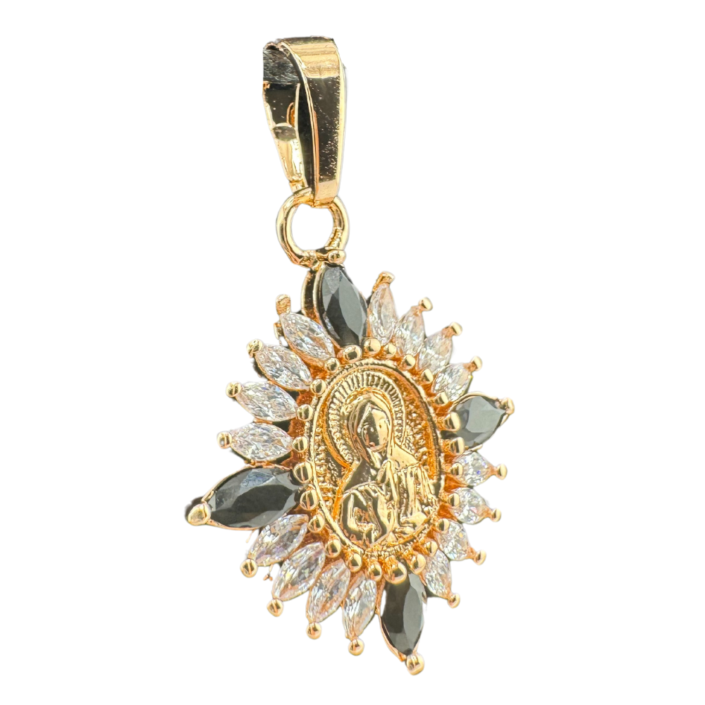 Exquisite Saint Matrona Pendant Plated in Rose Gold with Stones