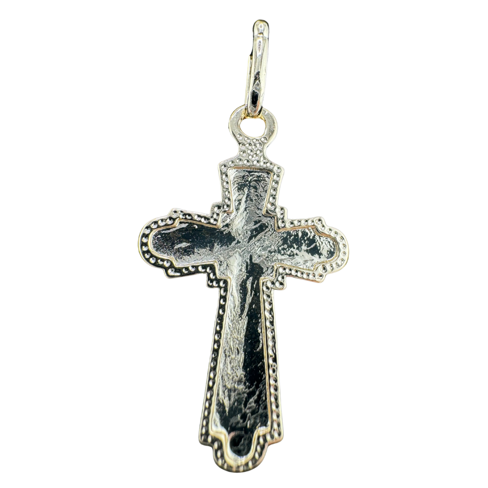 Divine Elegance: Orthodox Cross Pendant Plated in 14K two tone Gold w/o Chain