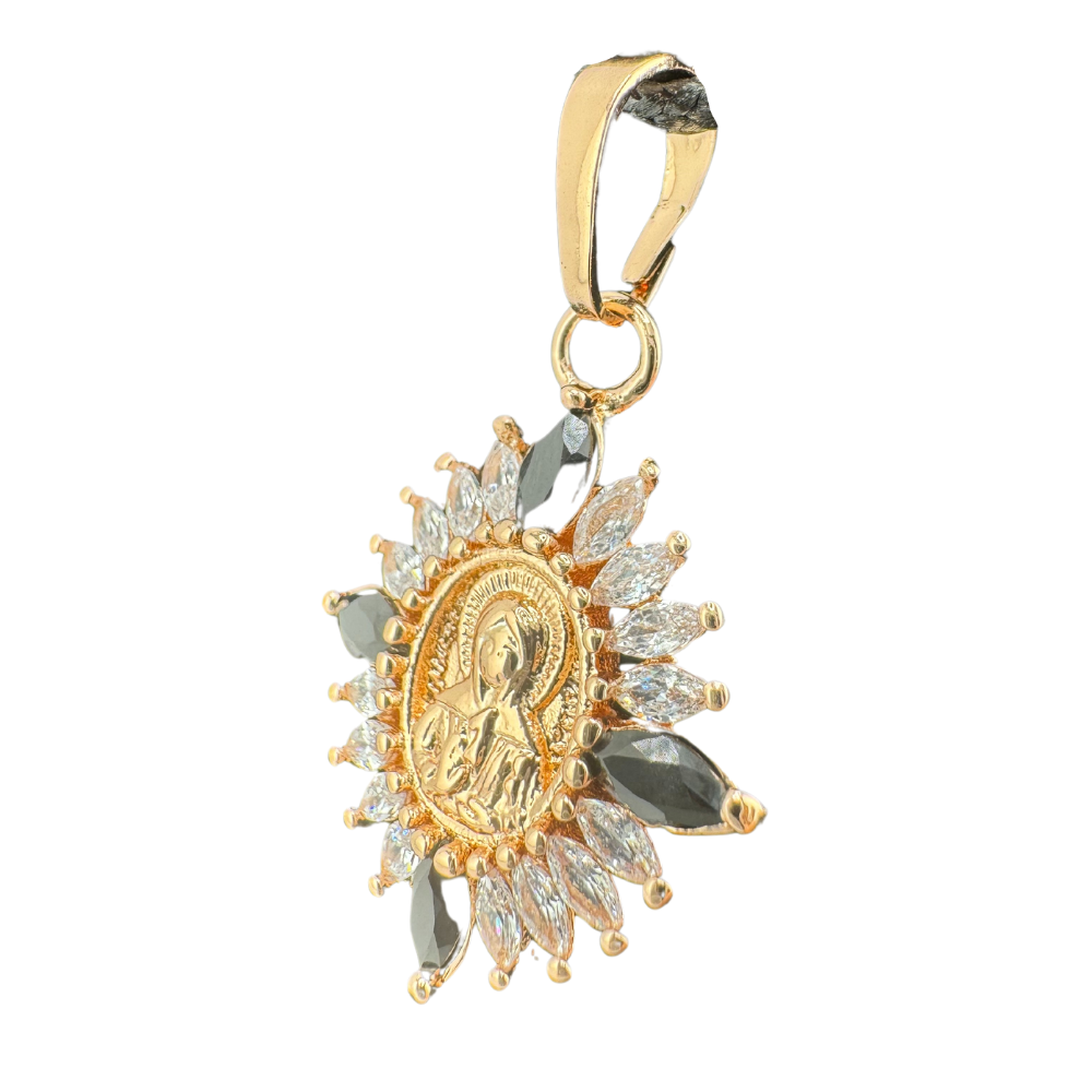 Exquisite Saint Matrona Pendant Plated in Rose Gold with Stones