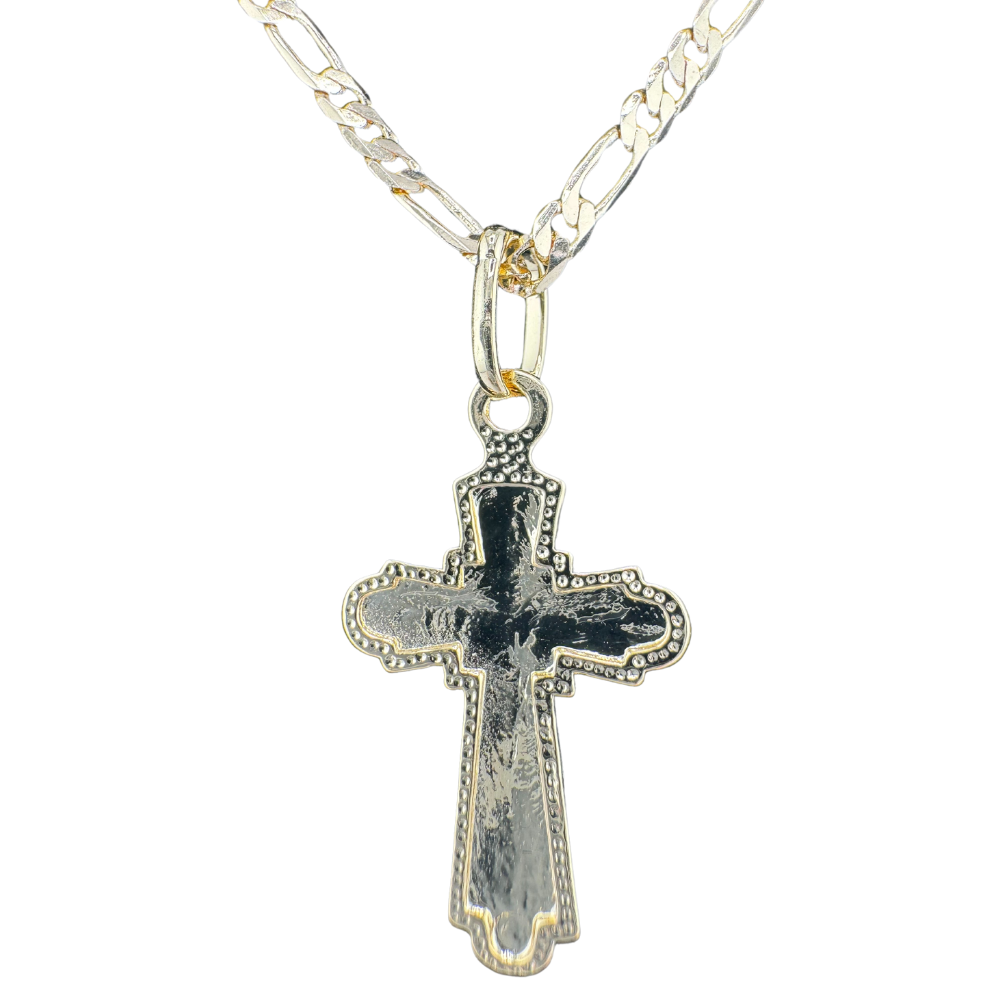 Divine Elegance: Orthodox Cross Pendant Plated in 14K two tone Gold w/o Chain