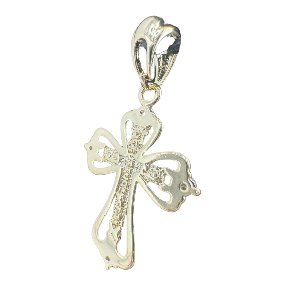 Divine Elegance: Orthodox Crucifix Cross Pendant Plated In 14K Gold Brass Based with Zircon Stone w/o chain