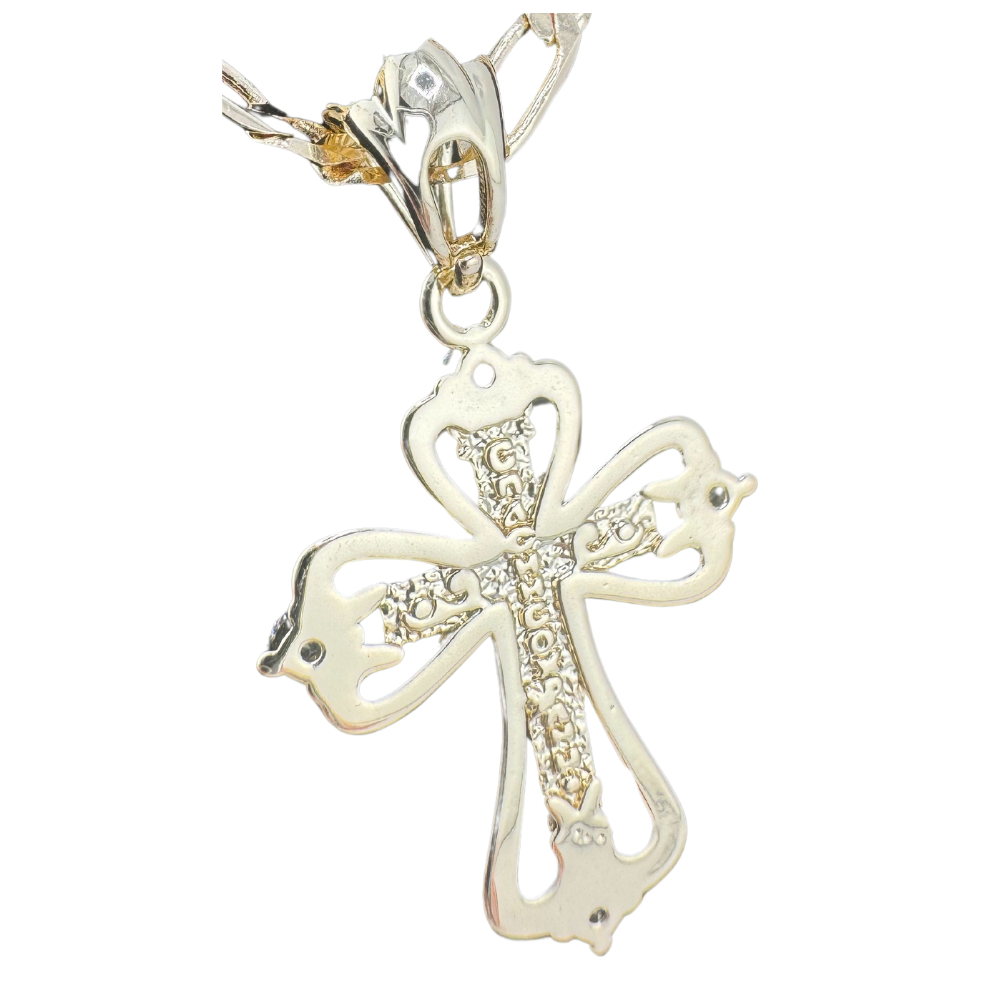 Divine Elegance: Orthodox Crucifix Cross Pendant Plated In 14K Gold Brass Based with Zircon Stone w/o chain