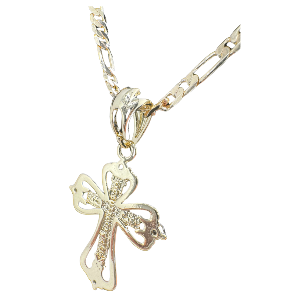 Divine Elegance: Orthodox Crucifix Cross Pendant Plated In 14K Gold Brass Based with Zircon Stone w/o chain