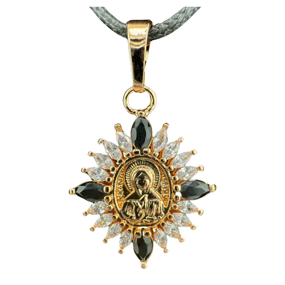 Exquisite Saint Matrona Pendant Plated in Rose Gold with Stones