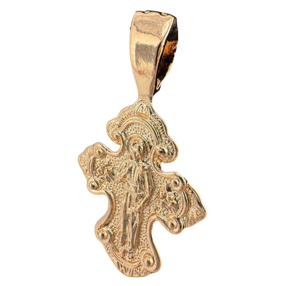 Divine Elegance: Orthodox Cross Pendant Plated In Rose Gold Brass Based