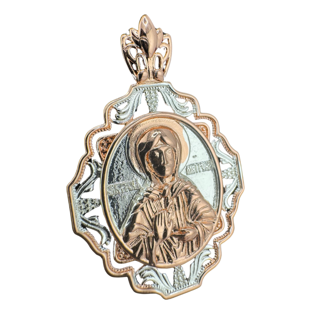 St. Matrona Pendant Plated in Two-Tone Gold (Rose and White)