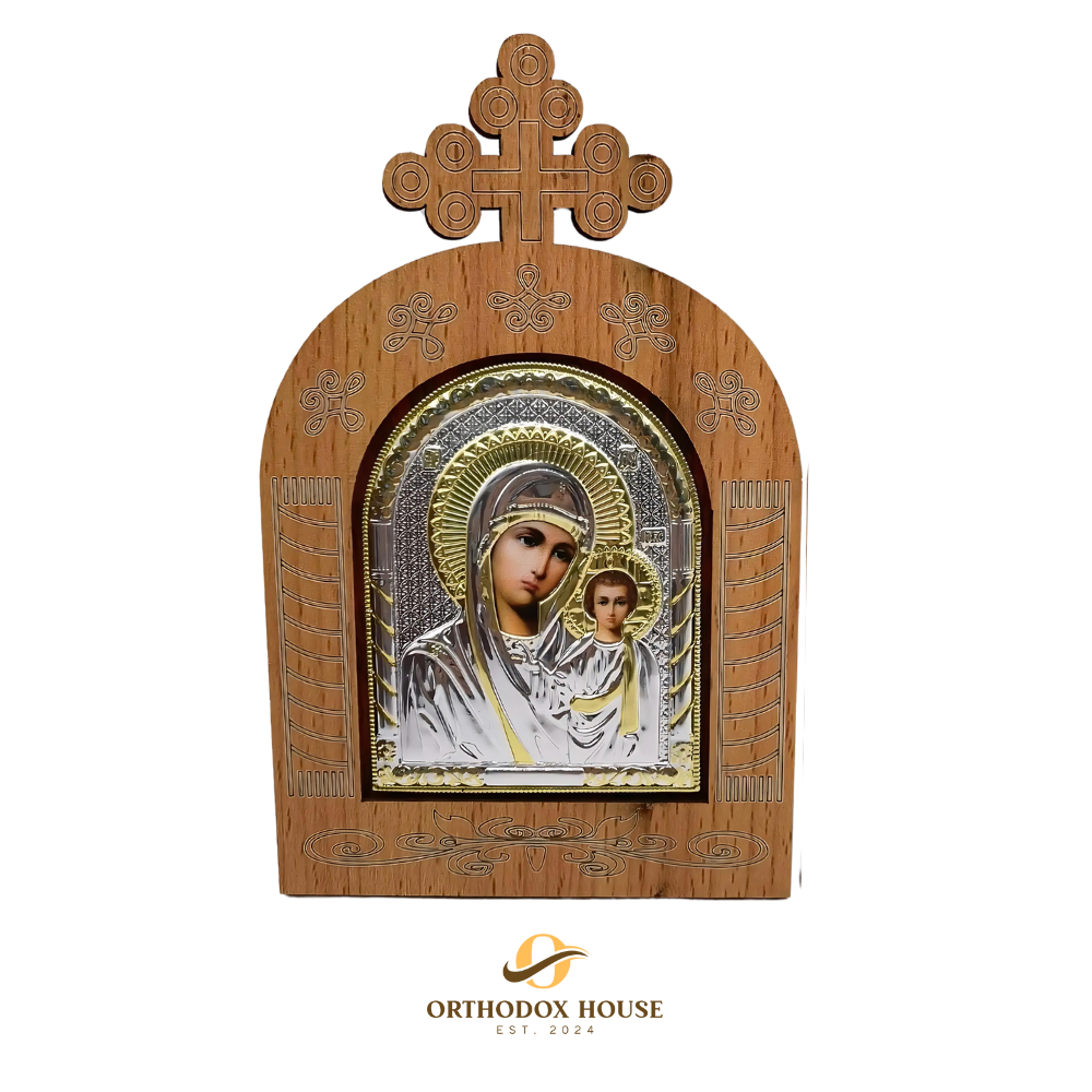 Smolensk Icon of Theotokos in Wooden Frame, Chased